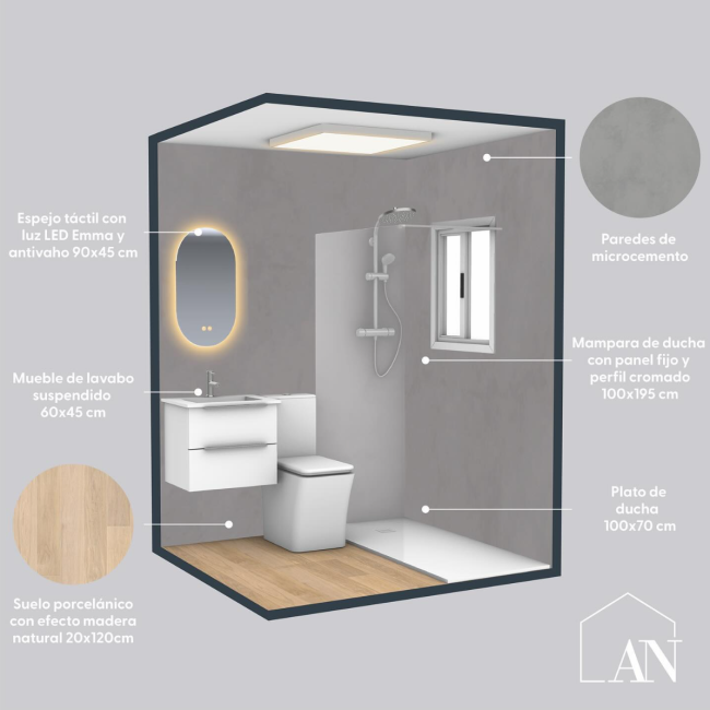 Plano técnico para reforma de baño en Valencia